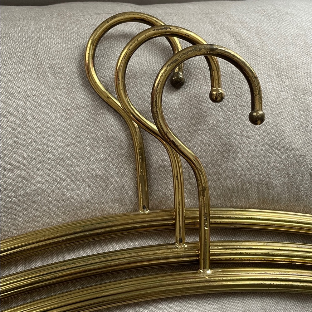 Vintage Brass ITALIAN Clothing Coat Hangers MCM Classic Heavy - Picture 9 of 10